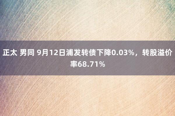 正太 男同 9月12日浦发转债下降0.03%，转股溢价率68.71%