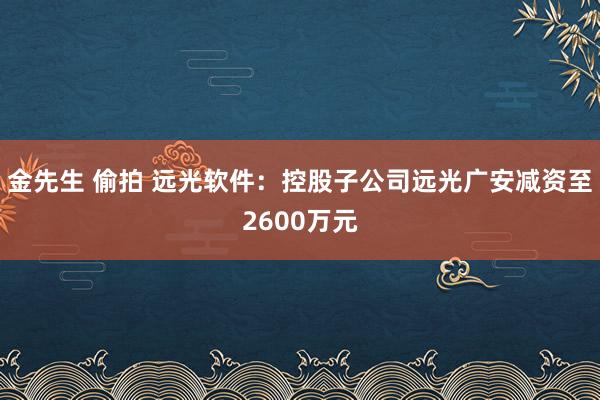 金先生 偷拍 远光软件：控股子公司远光广安减资至2600万元