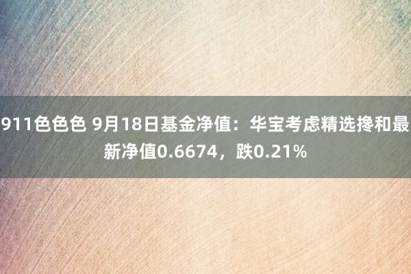 911色色色 9月18日基金净值：华宝考虑精选搀和最新净值0.6674，跌0.21%