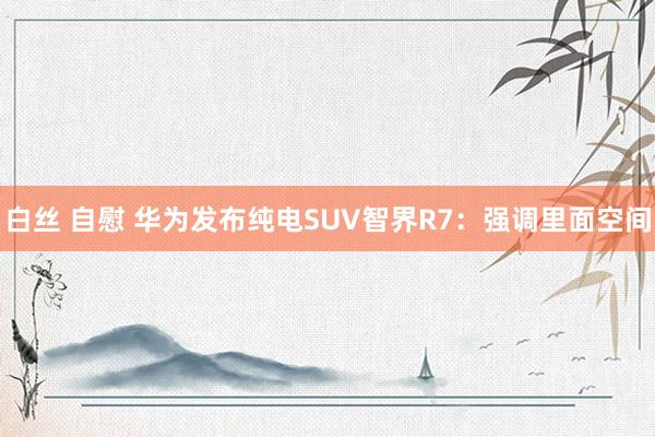 白丝 自慰 华为发布纯电SUV智界R7：强调里面空间