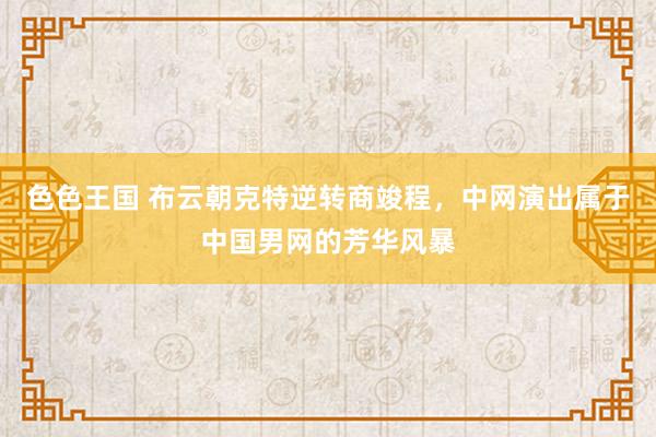 色色王国 布云朝克特逆转商竣程，中网演出属于中国男网的芳华风暴