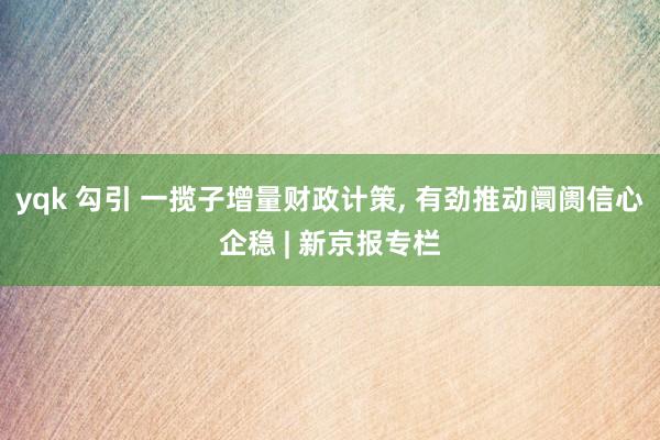 yqk 勾引 一揽子增量财政计策， 有劲推动阛阓信心企稳 | 新京报专栏