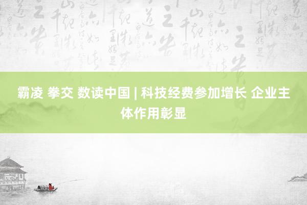 霸凌 拳交 数读中国 | 科技经费参加增长 企业主体作用彰显