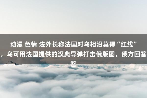 动漫 色情 法外长称法国对乌相沿莫得“红线”，乌可用法国提供的汉典导弹打击俄版图，俄方回答