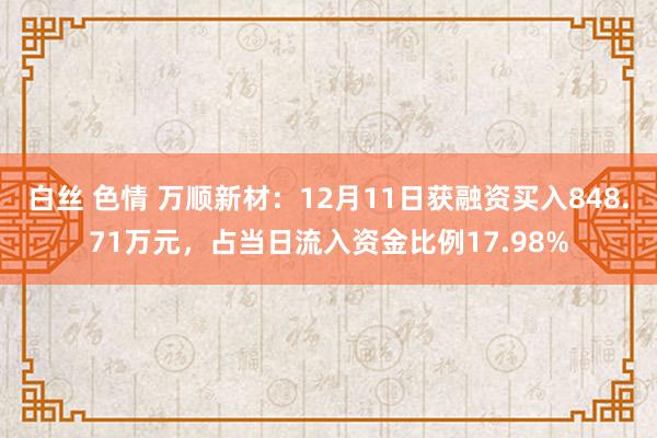 白丝 色情 万顺新材：12月11日获融资买入848.71万元，占当日流入资金比例17.98%