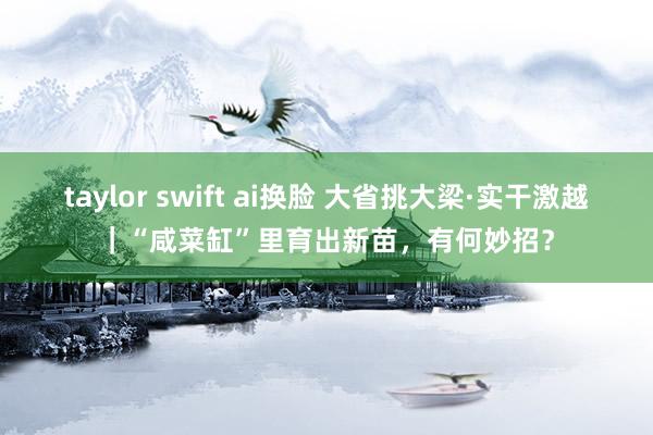 taylor swift ai换脸 大省挑大梁·实干激越｜“咸菜缸”里育出新苗，有何妙招？