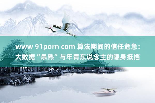 www 91porn com 算法期间的信任危急：大数据“杀熟”与年青东说念主的隐身抵挡