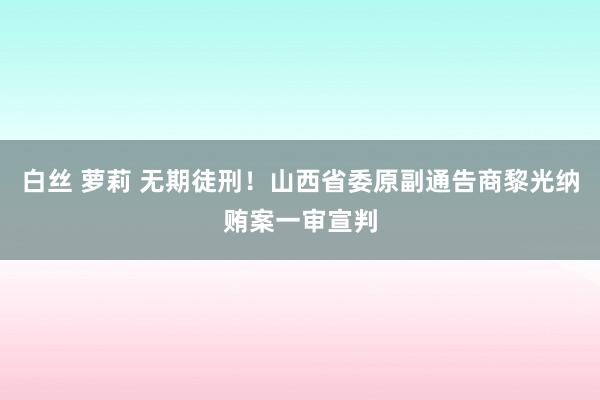 白丝 萝莉 无期徒刑！山西省委原副通告商黎光纳贿案一审宣判