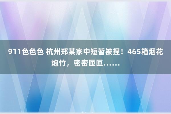 911色色色 杭州郑某家中短暂被捏！465箱烟花炮竹，密密匝匝……