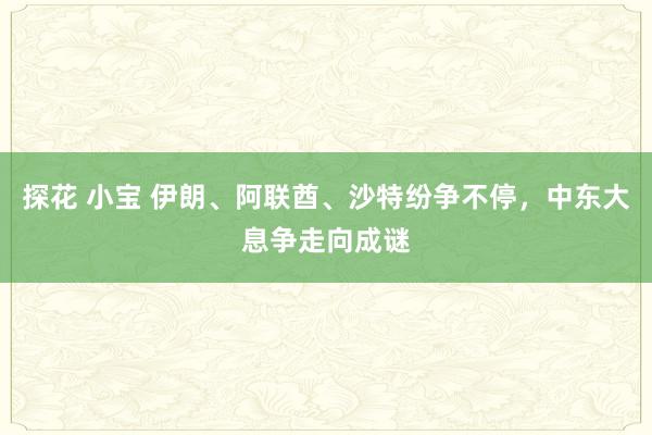 探花 小宝 伊朗、阿联酋、沙特纷争不停，中东大息争走向成谜