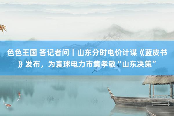 色色王国 答记者问｜山东分时电价计谋《蓝皮书》发布，为寰球电力市集孝敬“山东决策”